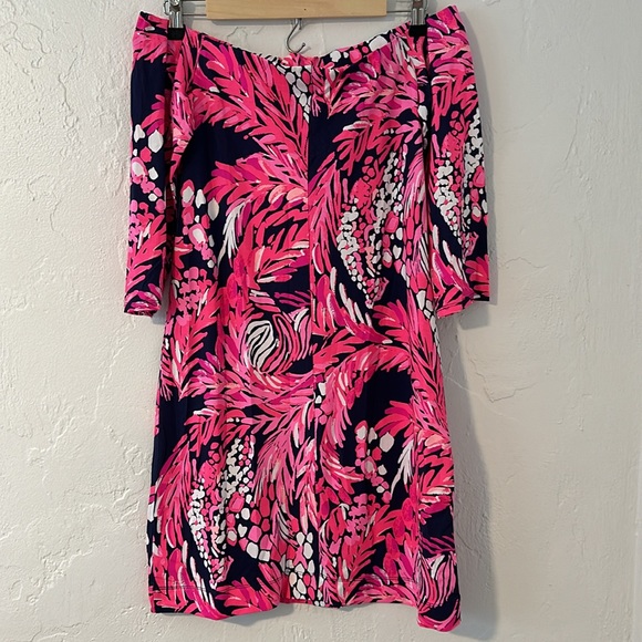Lilly Pulitzer Laurana Off-The-Shoulder Mini Dress 3/4 Sleeves size Small - Picture 7 of 9